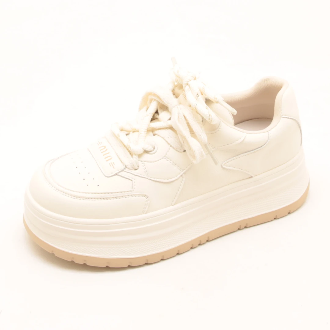 6753春夏新款系带轻便厚底小白鞋女增高百搭运动休闲显瘦板鞋