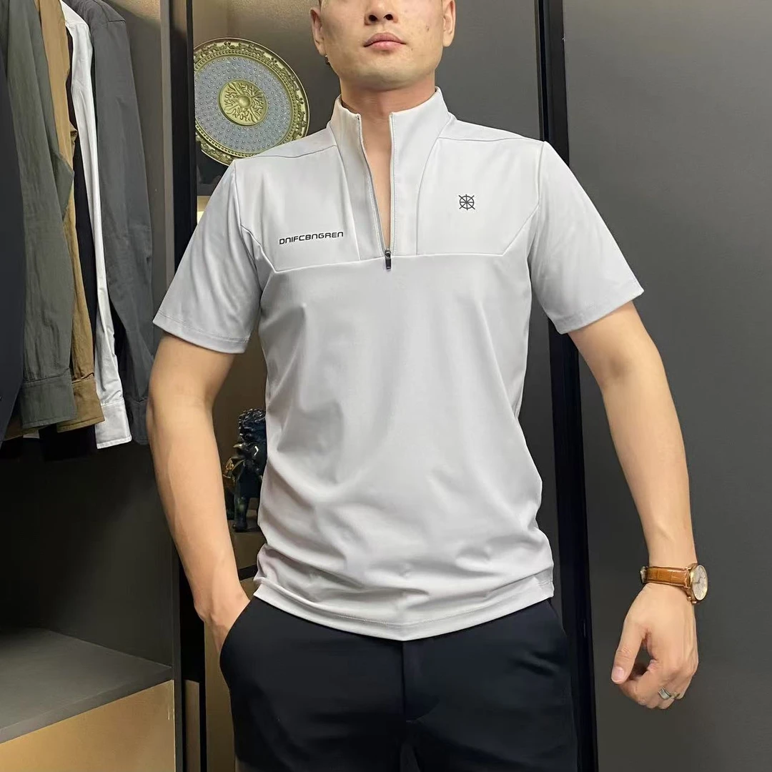 春夏新款男纯色英伦风轻奢潮流高弹力无痕短袖t恤半袖T恤35025