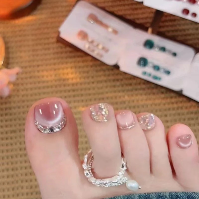 【脚甲】手工爆闪猫眼钻--14片装