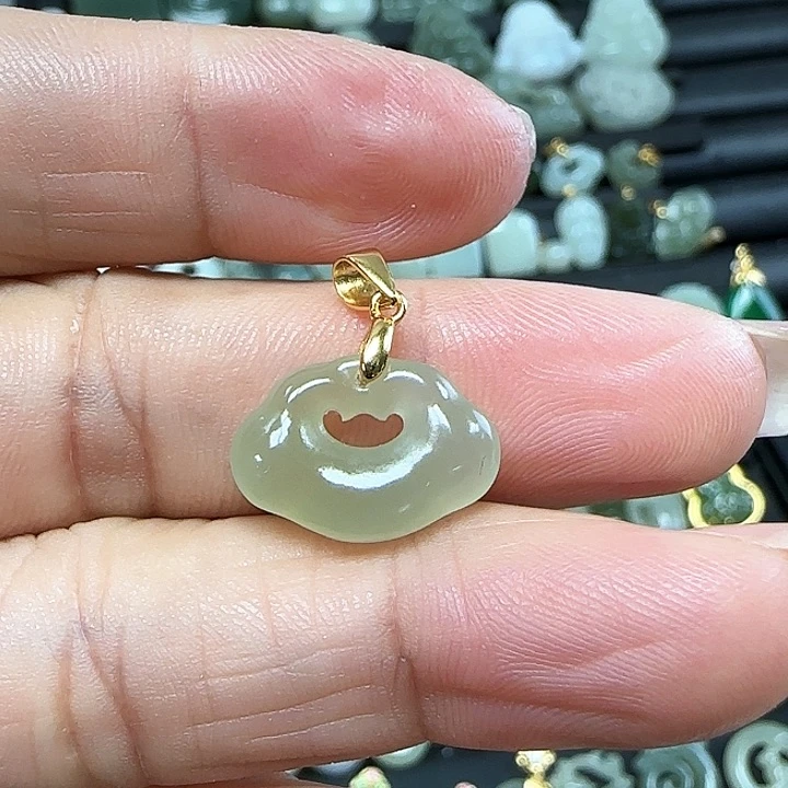 和田玉吊坠(不含链)银S925镶嵌