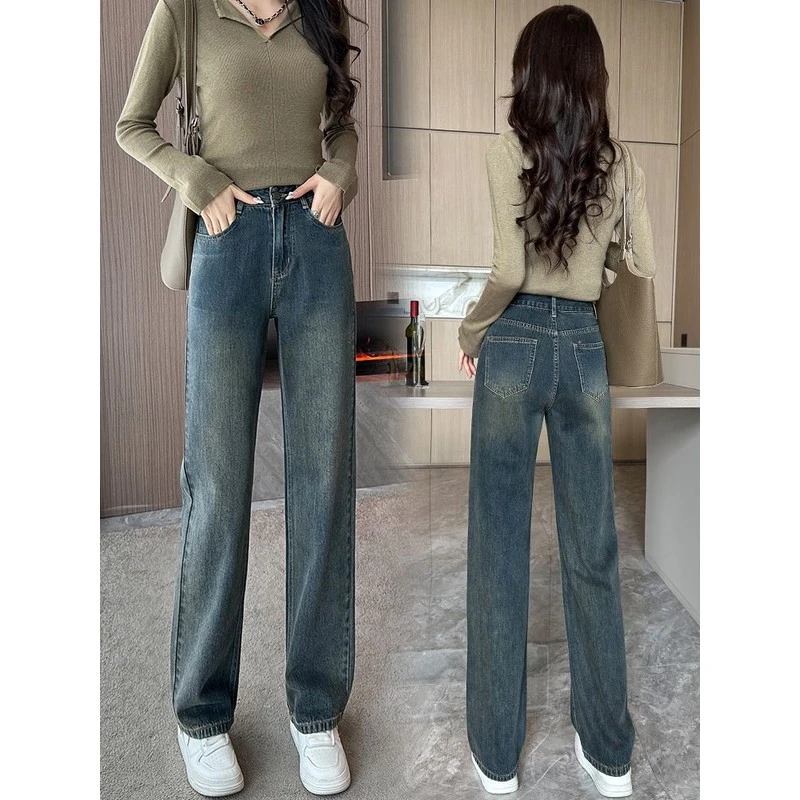 150小个子高腰窄版直筒牛仔裤