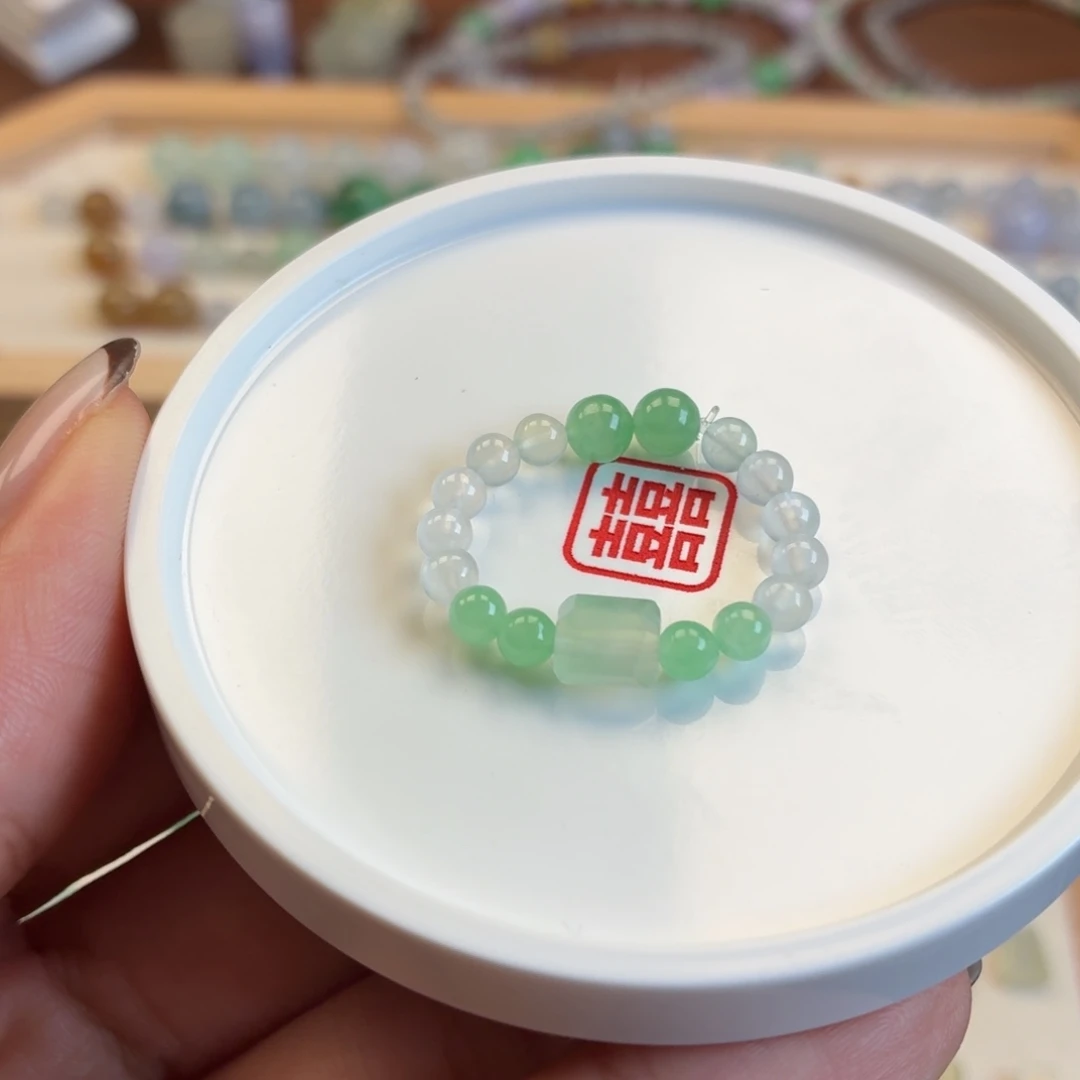 翡翠散珠小米珠戒圈