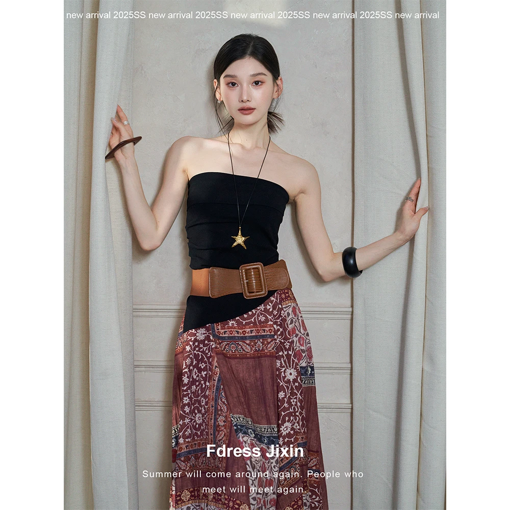 “夏日散文诗”针织抹胸夏日度假莱赛尔天丝上衣