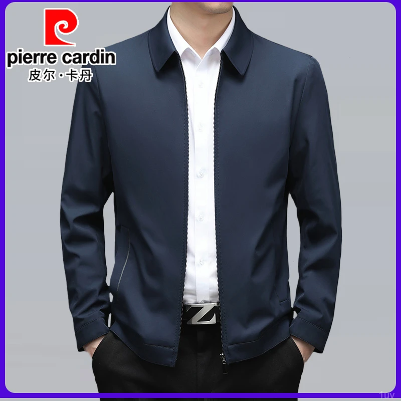 皮尔卡丹夹克中年士上衣翻领商务休闲外套男2025春秋季爸爸装新款