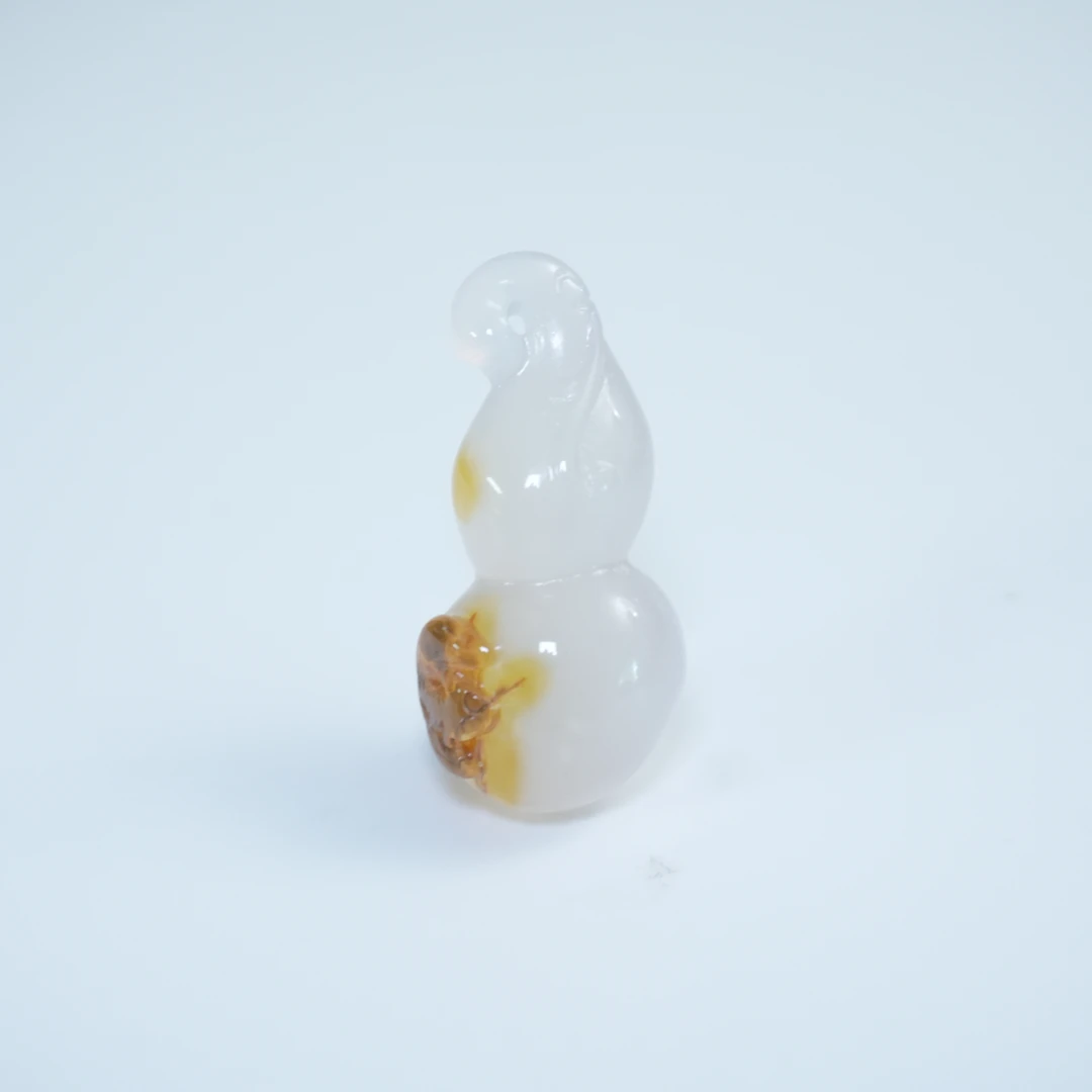 清代巧雕福禄万代纹玛瑙佩432978*古玉*传承