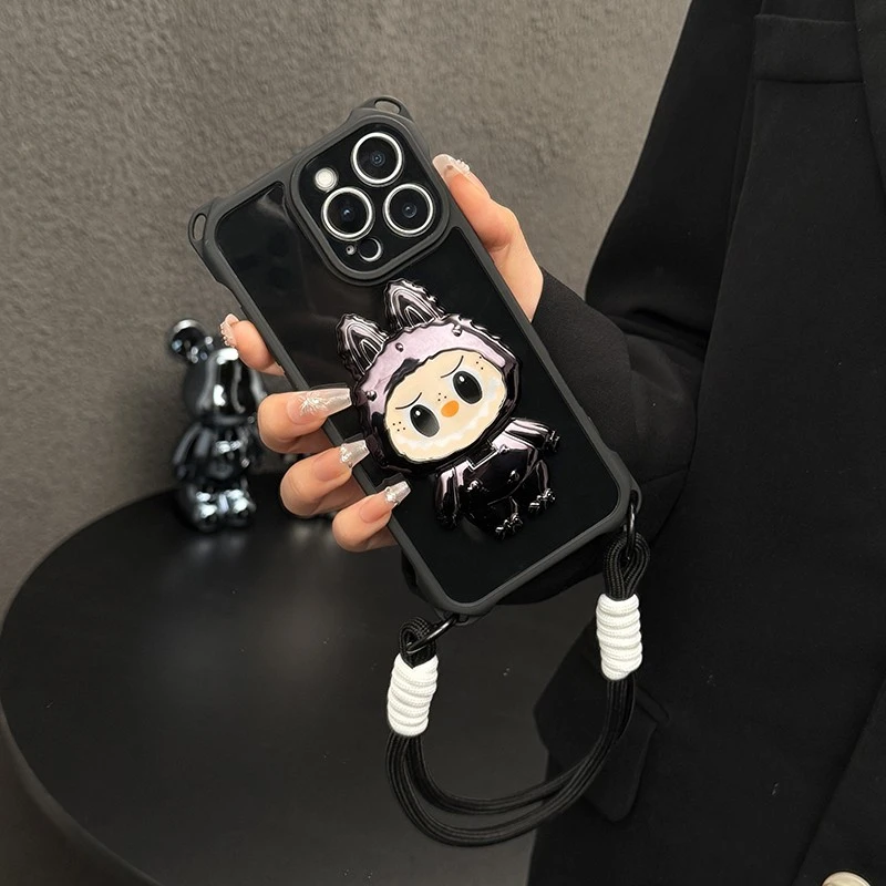 拉布布支架适用苹果16pro手机壳15iPhone14四角防摔13pro挂绳新款