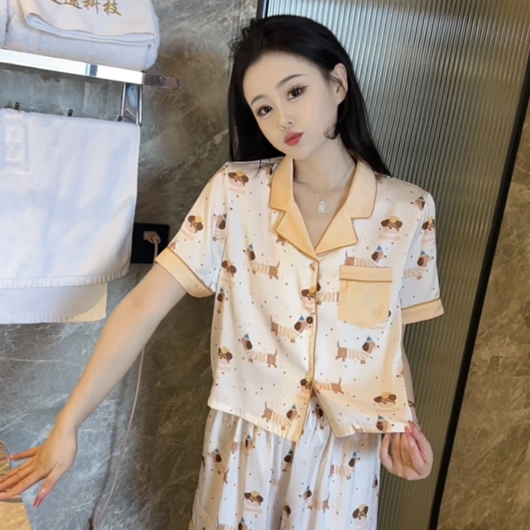 （旺旺）2025夏季新款休闲短款睡衣家居服三件套可爱显瘦可外穿高级