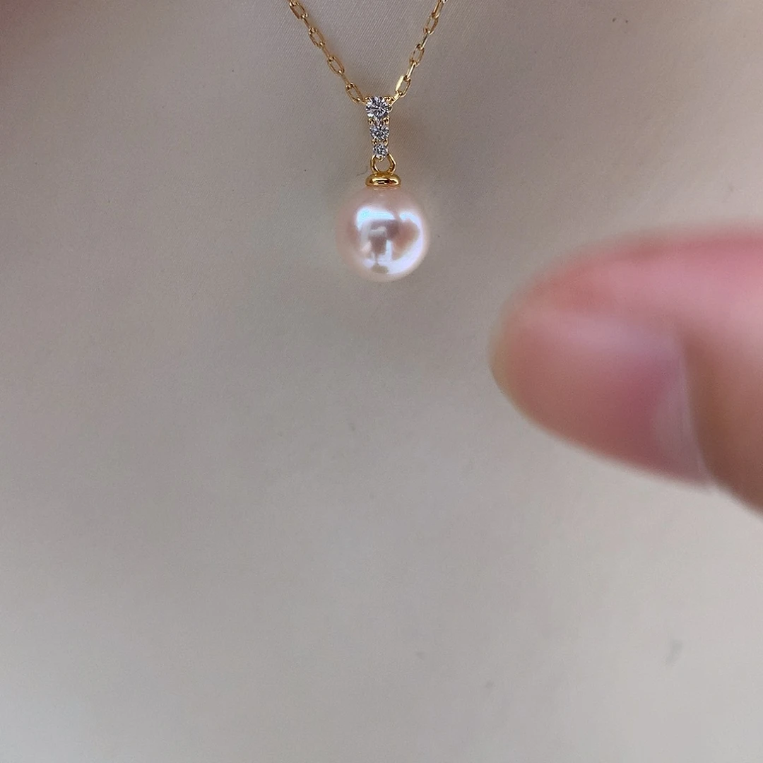 海水珍珠18K金镶嵌吊坠(赠链)8-8.5mm ak