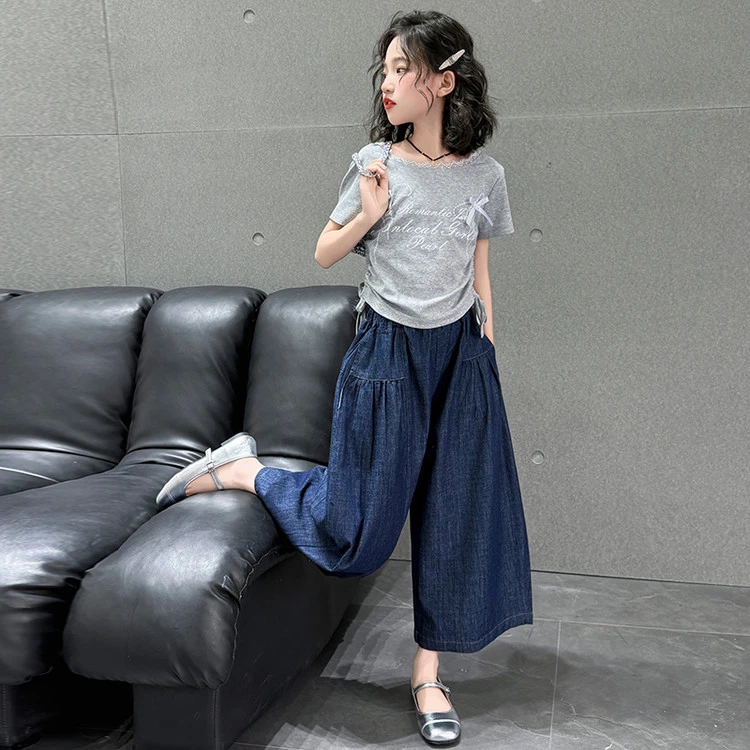 套装女装阔腿半身裙洋气新款夏季韩版女童两件套爆款欧若风潮款