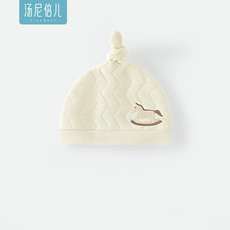 汤尼倍儿新生儿胎帽秋冬夹棉保暖帽0-6月初生婴儿外出护囟门帽子