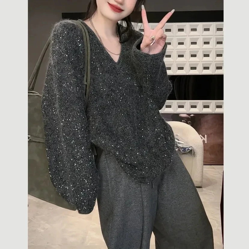 璀璨星空亮片毛衣女冬季欧货奢华显瘦百搭网红针织衫