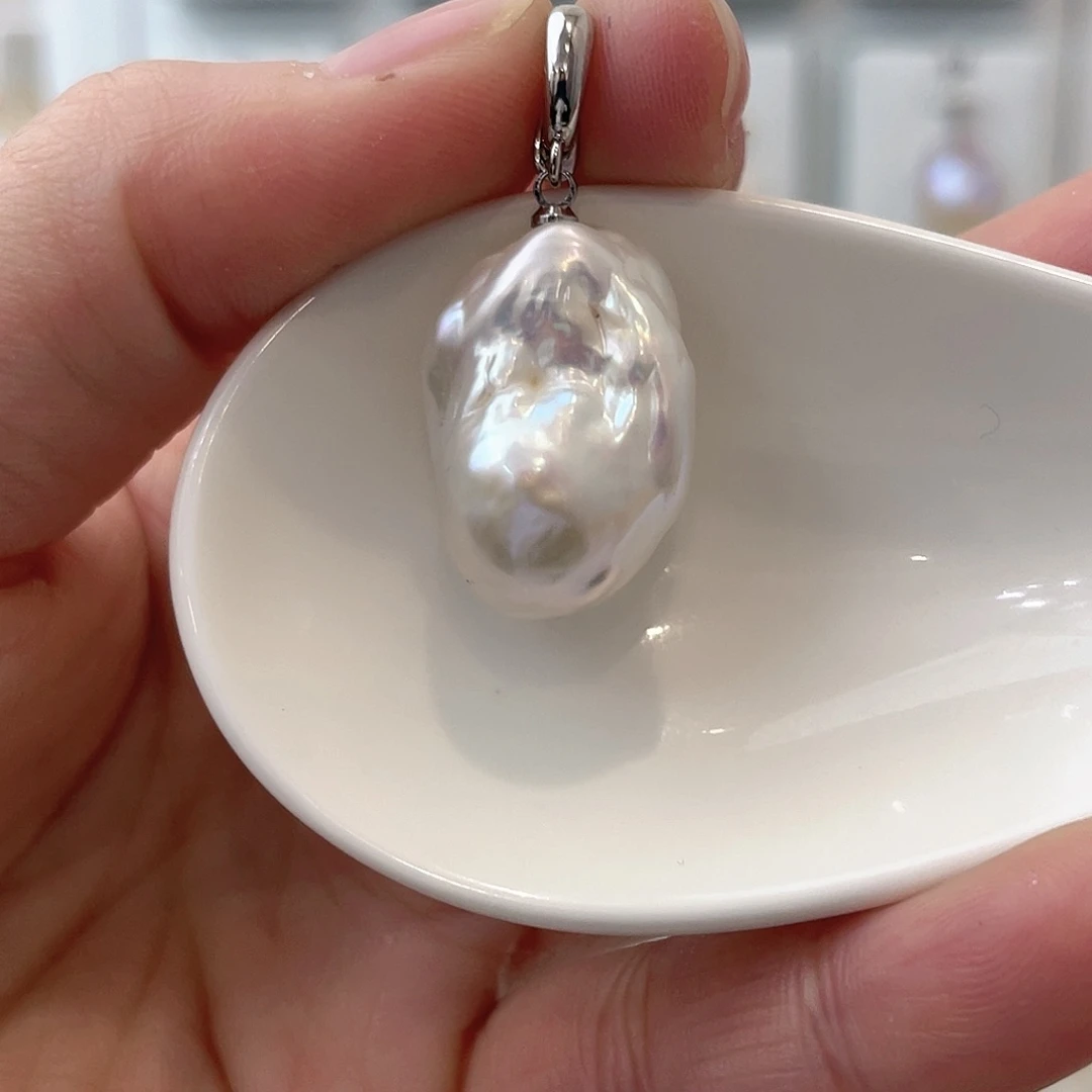 淡水珍珠天然珍珠巴洛克银S925镶嵌