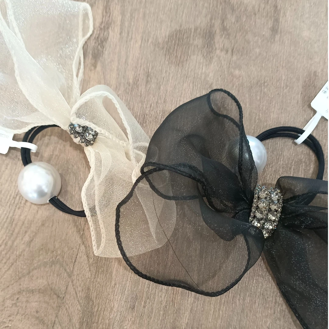 chalan 新款时尚围巾 发圈25fq0346黑+白