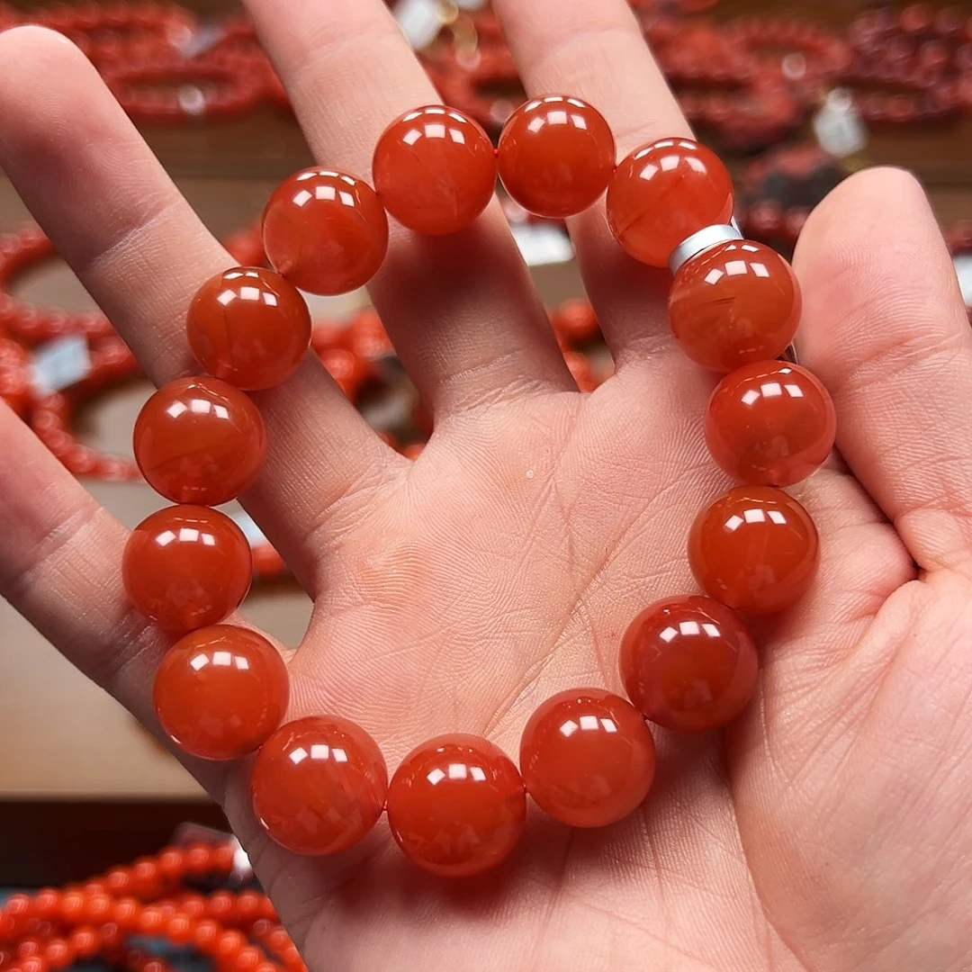 南红玛瑙未镶嵌手串保山料水红14m