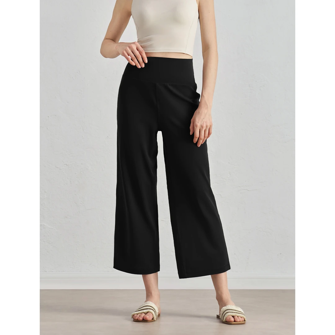 新款【裸感】K5-2032高腰阔腿中长瑜伽裤宽松显瘦垂坠运动裤直筒裤