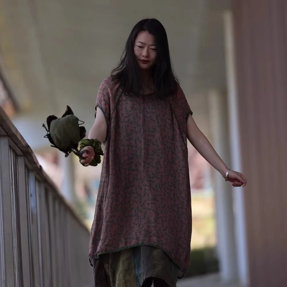 衣路-38620新款麻料连衣裙上衣