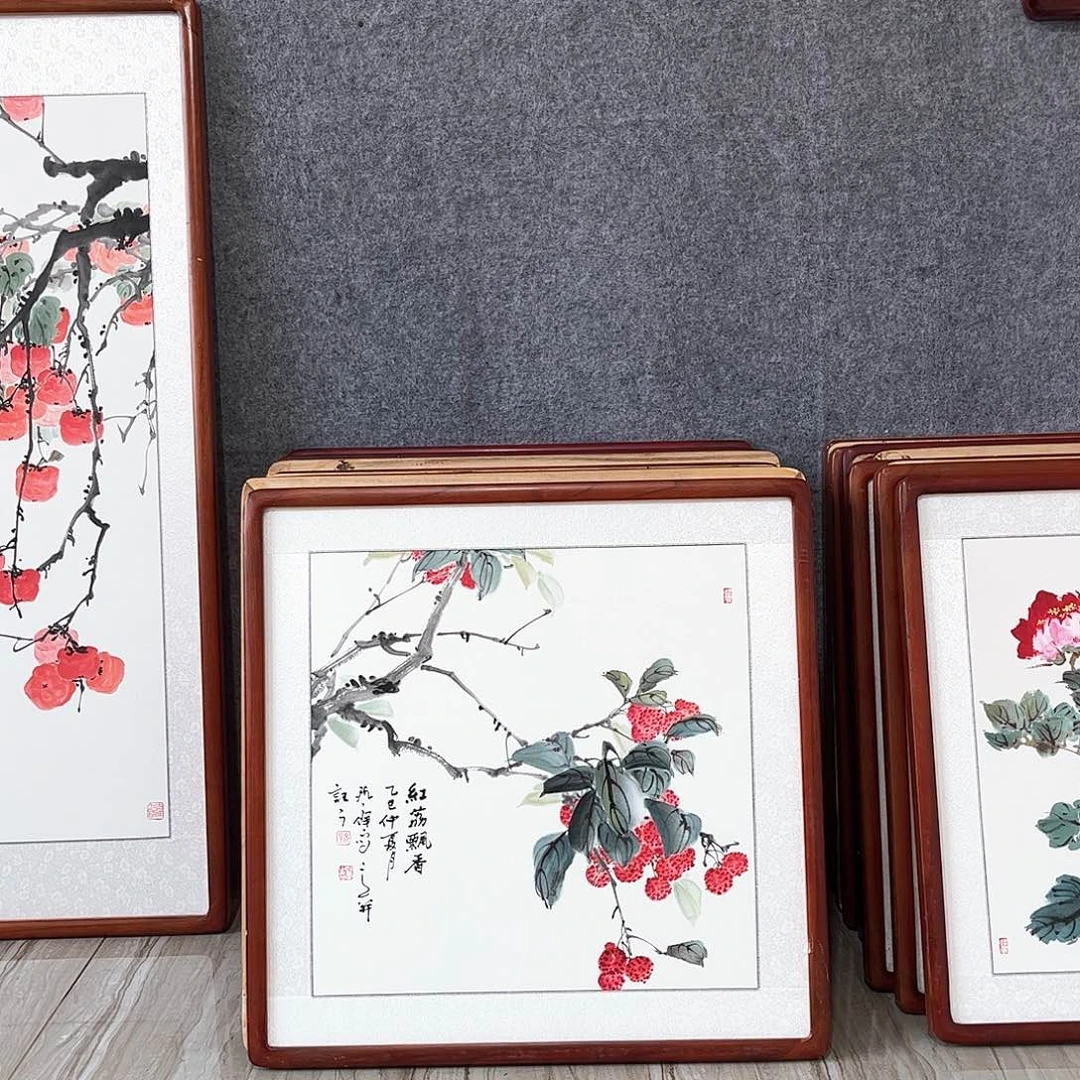 国画书画作品带框63×63