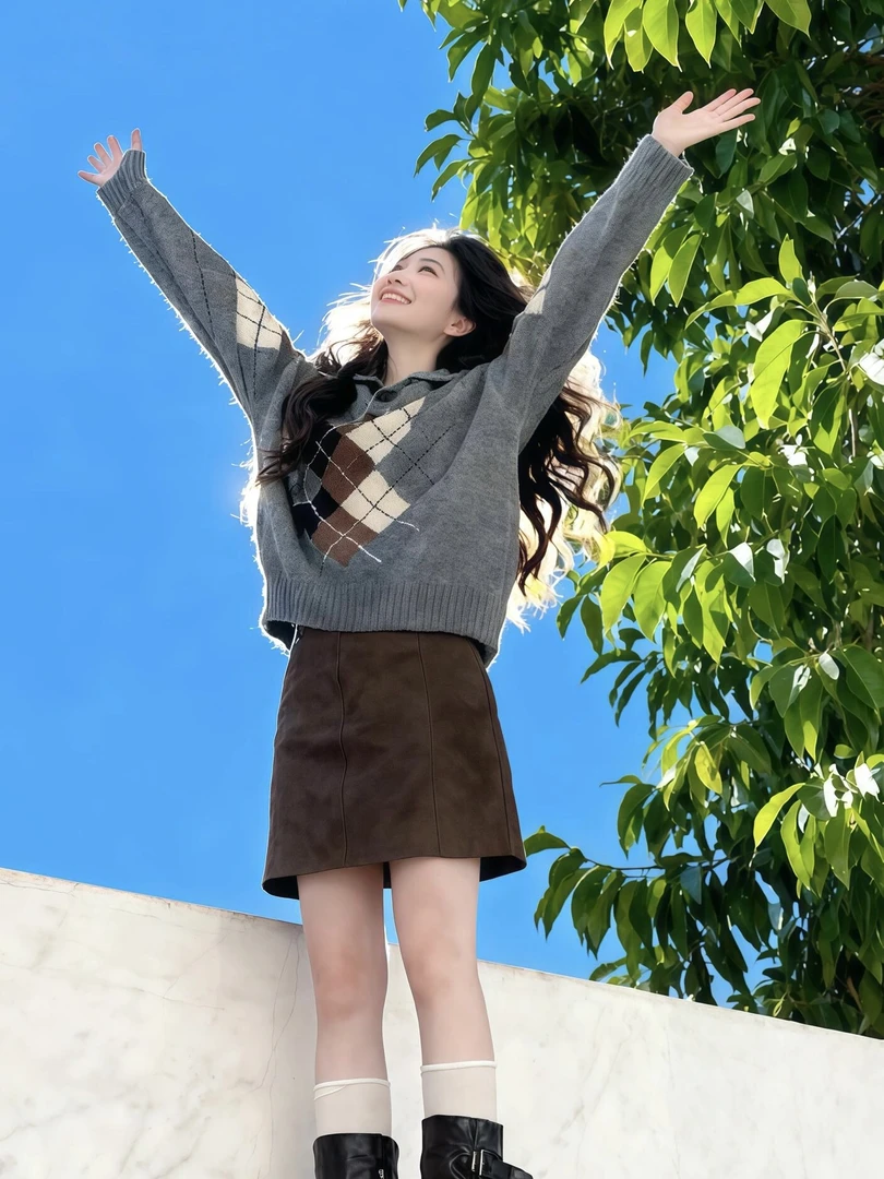 长袖冬季慵懒风针织翻领毛针织衫宽松复古百搭韩版