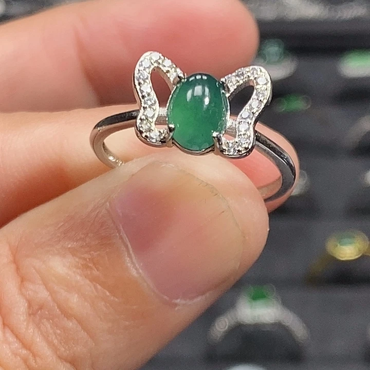 翡翠银S925镶嵌戒指