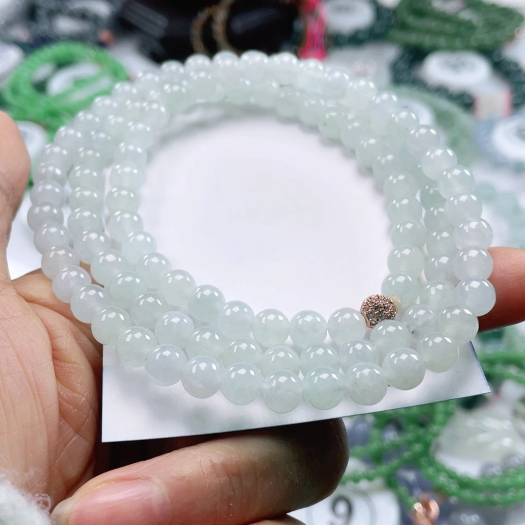 翡翠戒指未镶嵌小*姐天然翡翠项链6.7mm