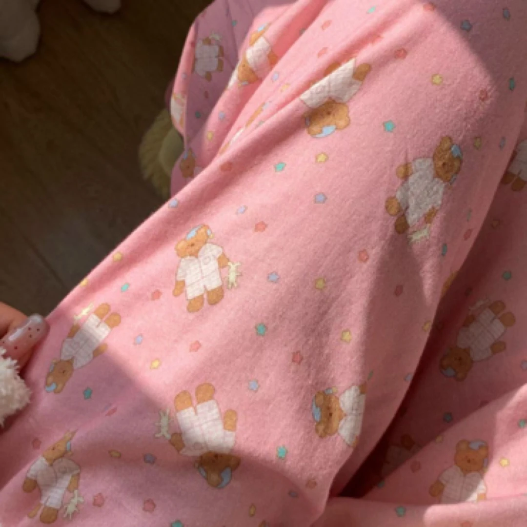 甜美少女风猫咪印花可外穿夏季宽松休闲女士睡裤