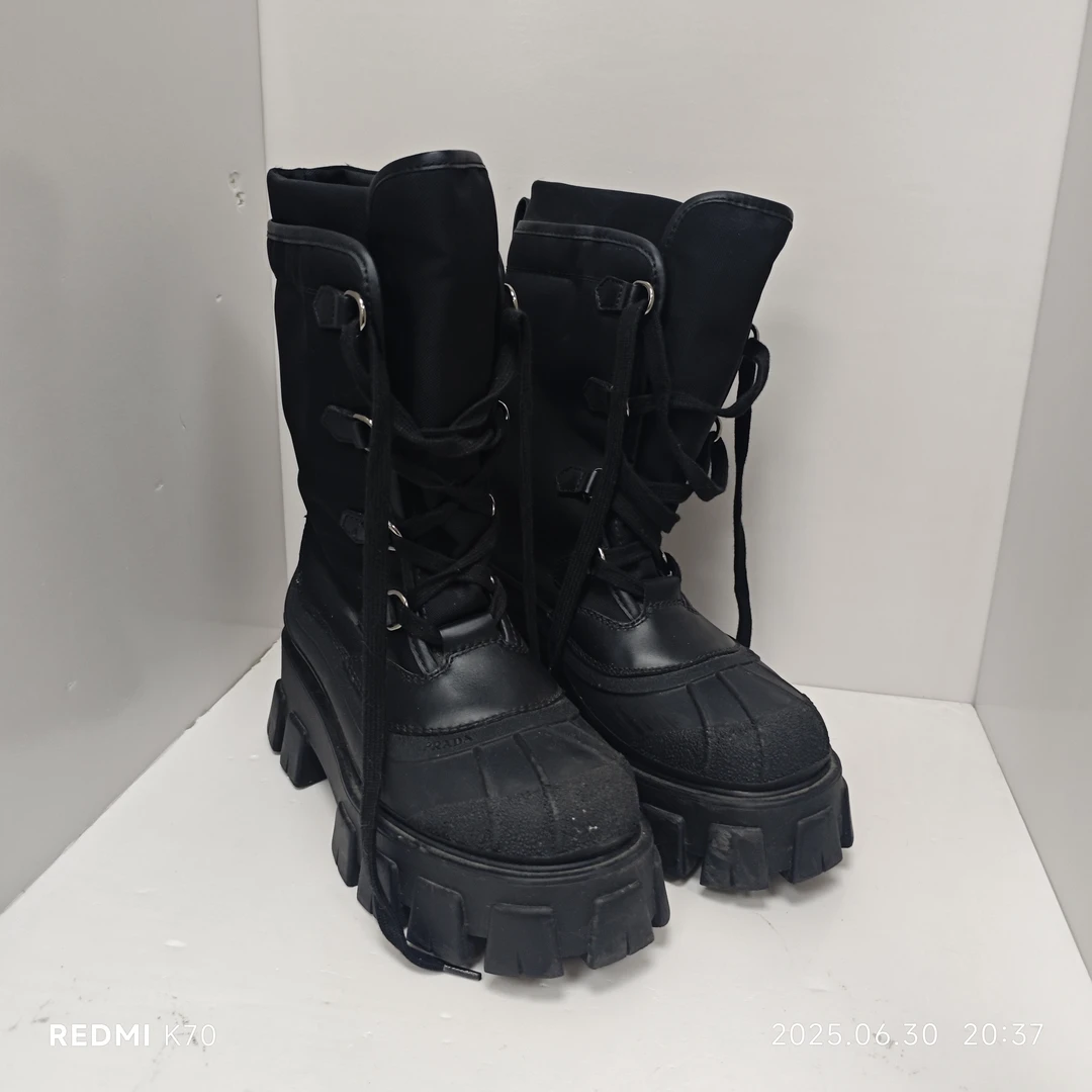 95新 Prada/普拉达 猎鸭靴黑色/250630CHHVP19