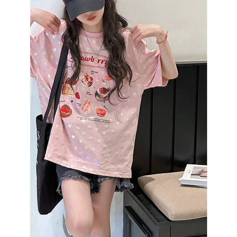 K28441孙小美韩系女童短袖T恤2025新款夏装大童儿童宽松上衣