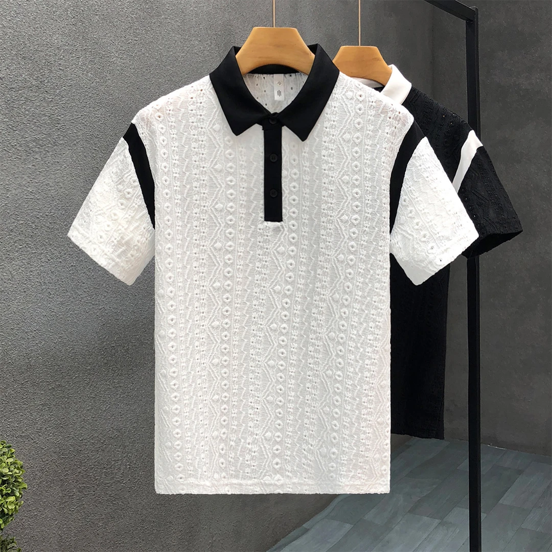 梦泡官方透气镂空短袖t恤男2025夏季新款男男士中年纯冬季短袖