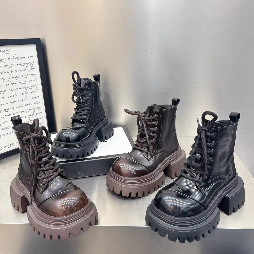 复古英伦风厚底小个子百搭马丁靴2025秋冬季新款洋气小短靴子女鞋