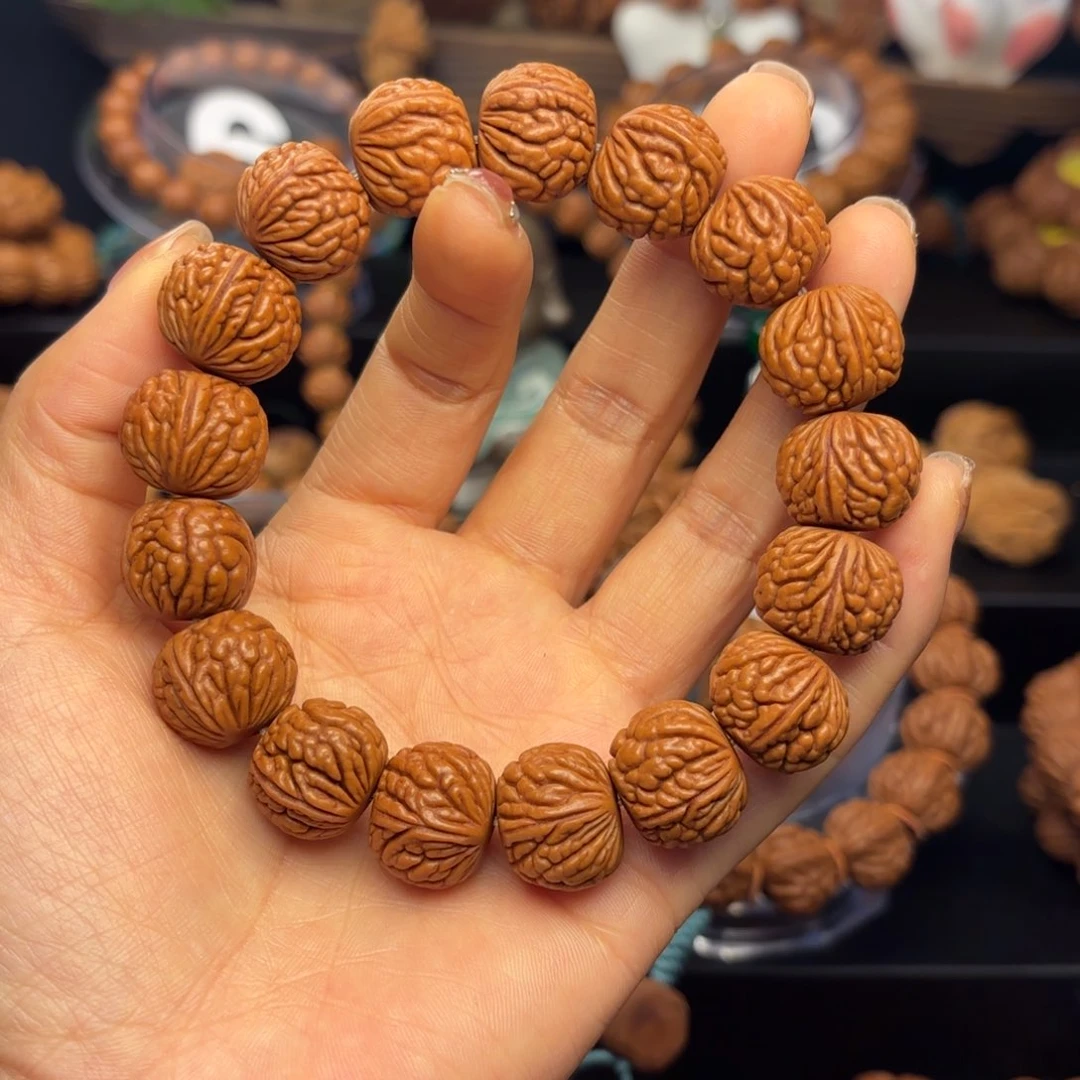 桃核吊坠饥**鹰野生荔枝纹17尺寸2条