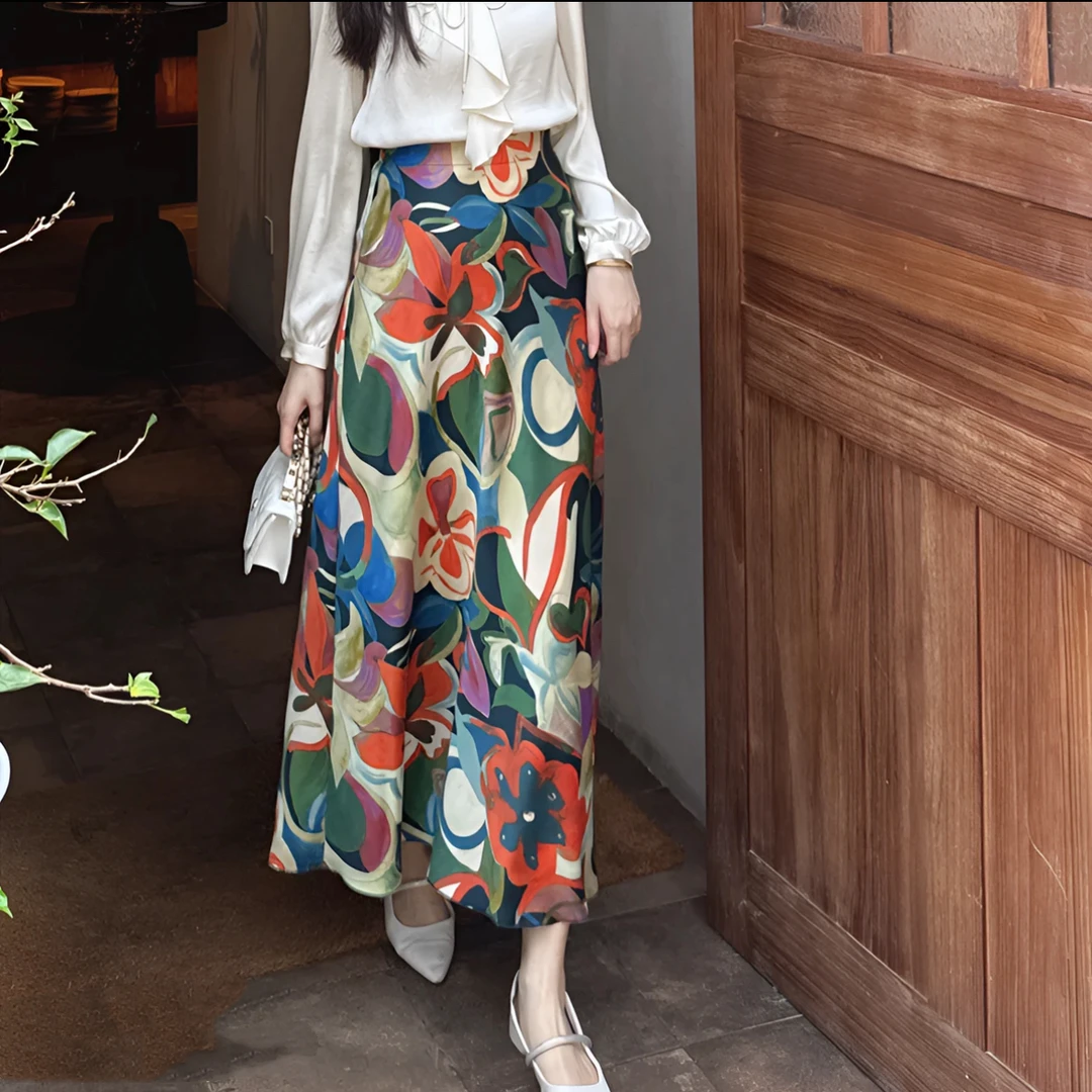 GIRDEAR/哥弟经典百搭时尚通勤高腰质感色丁鱼尾半身长裙-1200388