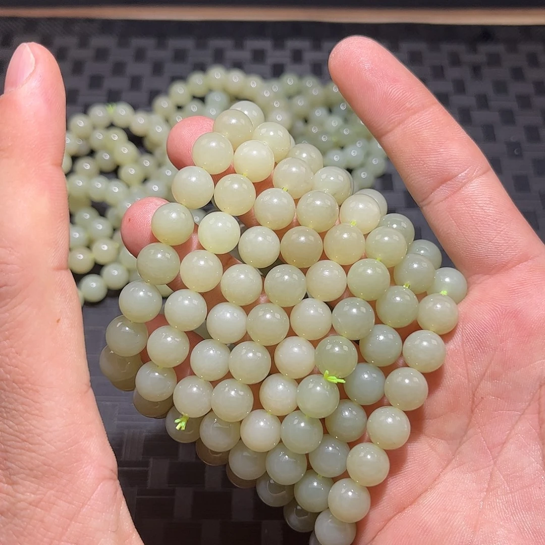 和田玉和田玉且末料卡10手串纯天然未镶嵌