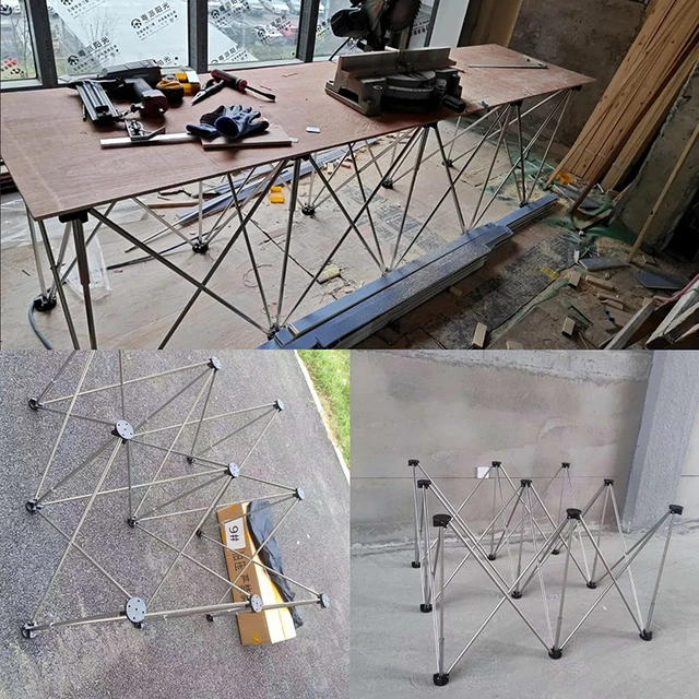 蜘蛛腿工作台木工伸缩脚架瓦工加厚折叠支架可调节多功能不锈钢地