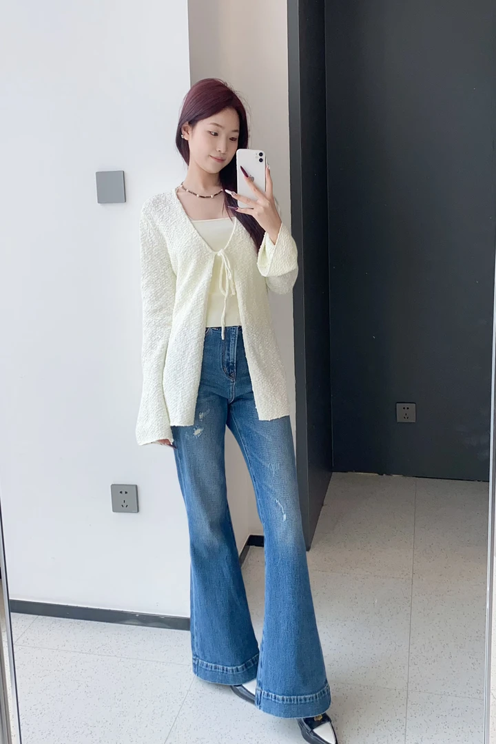 WIWH上衣｜温柔气质慵懒感针织开衫两件套WHZE1E160