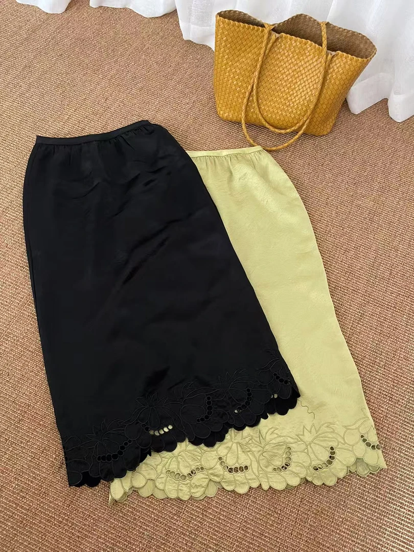 重工提花钩花100醋酸半裙