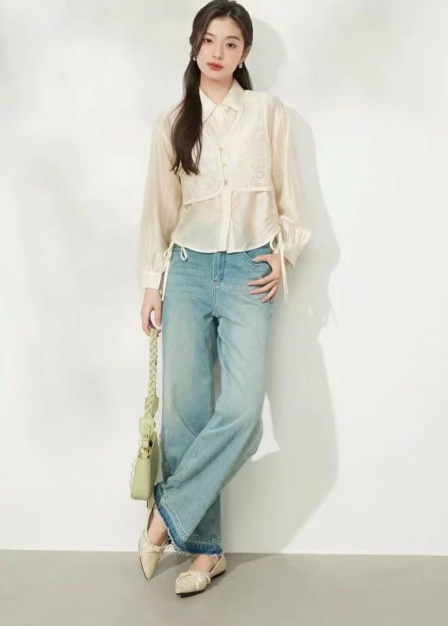 105米色两件套衬衫