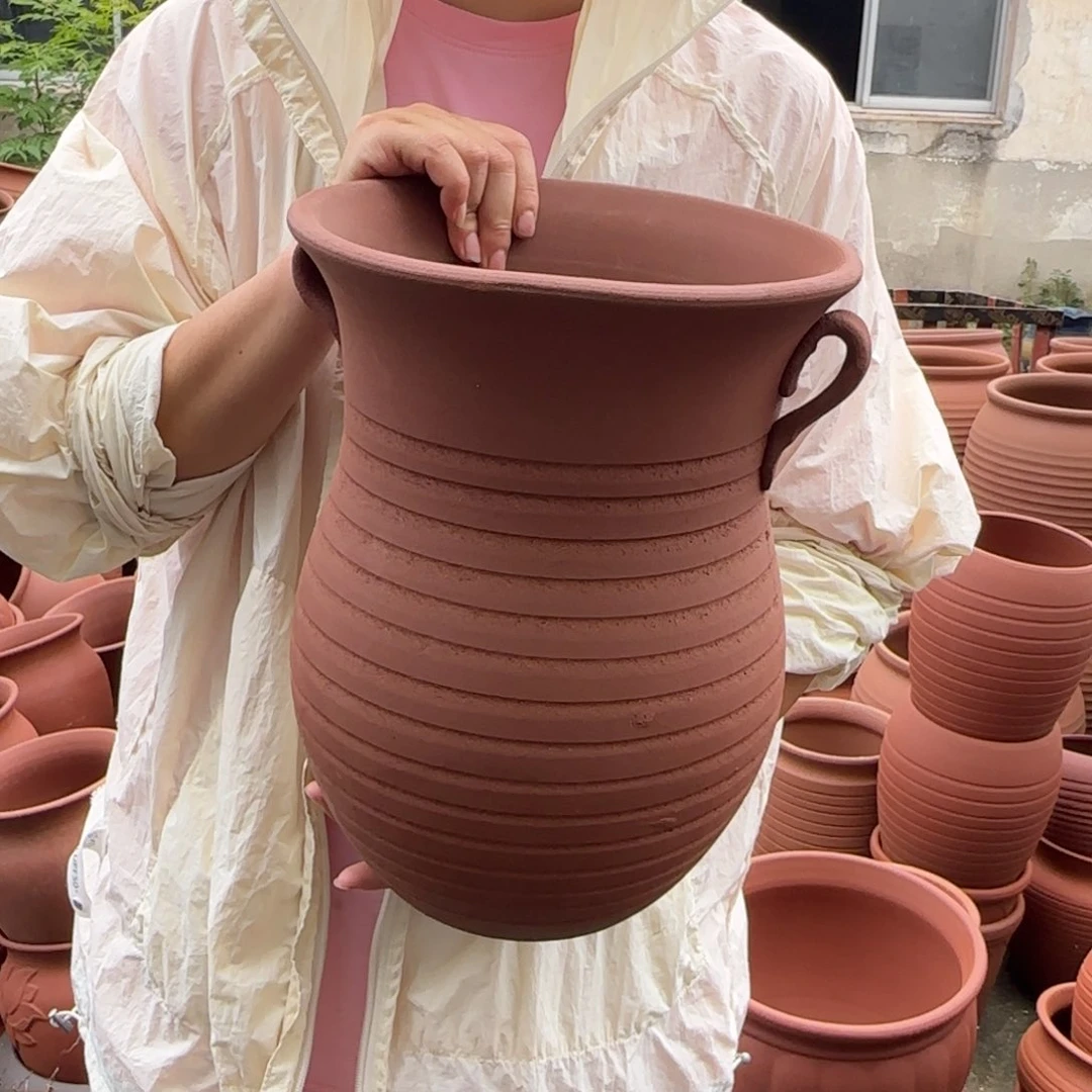 紫砂花盆口24高32宜兴紫砂瑕疵粗糙