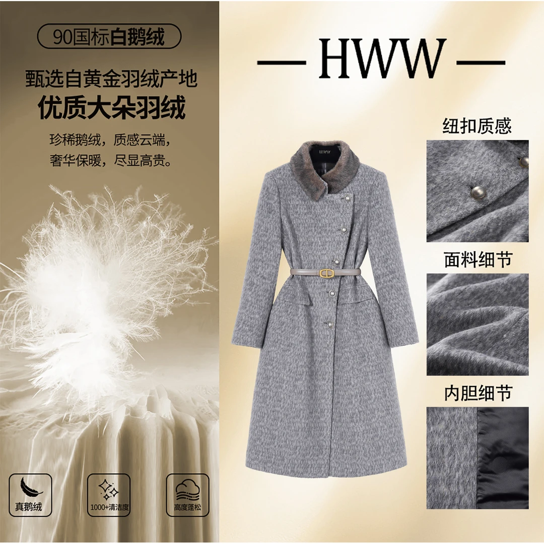 鹅绒服含绵羊毛(袖子已加绒)英伦气质显瘦鹅绒服DHZHJ407844