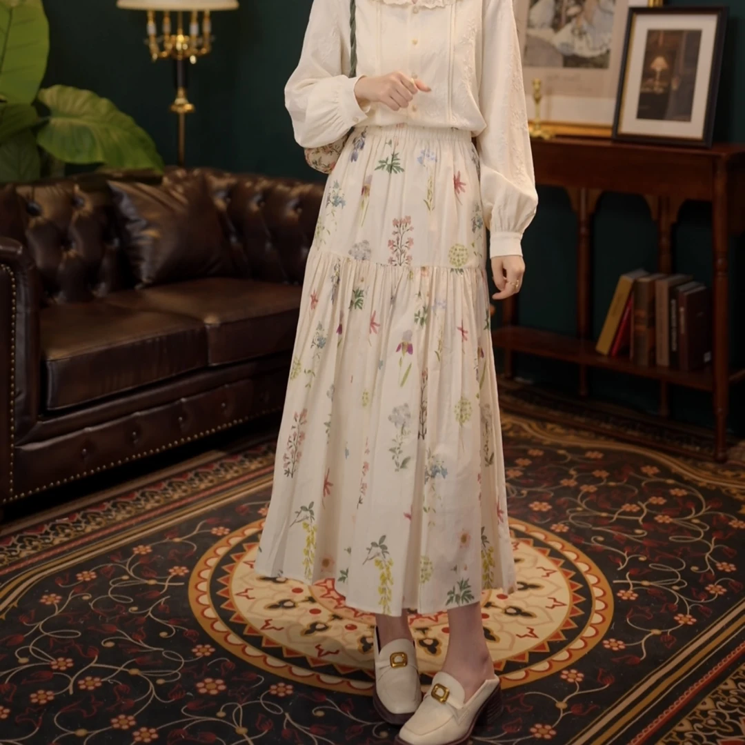 琦琦【相思忆】欧若风中长款高腰A字半身裙a字裙子YS1114186