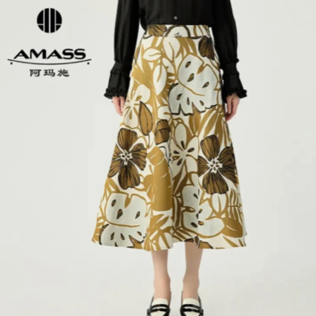 阿玛施AMASS】5200428百搭经典高级质感极简高腰半身长裙女