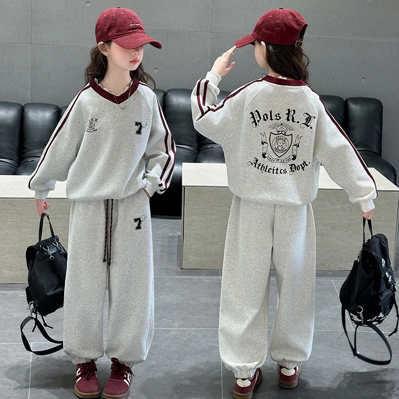 女童套装春季新款洋气韩版6-12岁小女孩中大童时尚休闲运动两件套