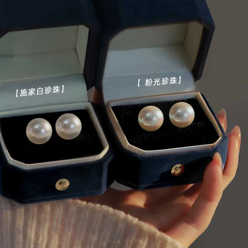 足银耳饰 999银耳钉女高级大珍珠耳饰法式复古耳环2024新款仿珍珠