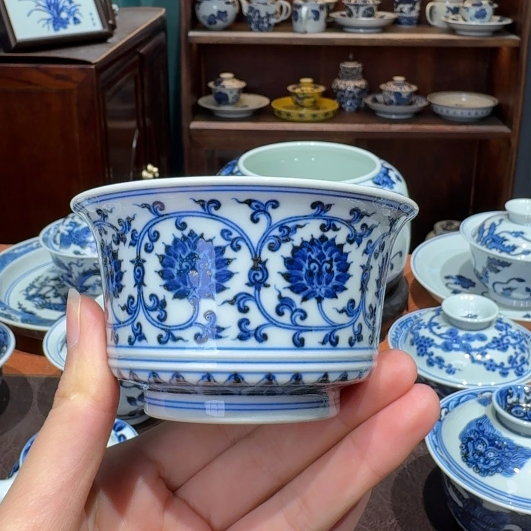 青花雯华堂手绘杯杯