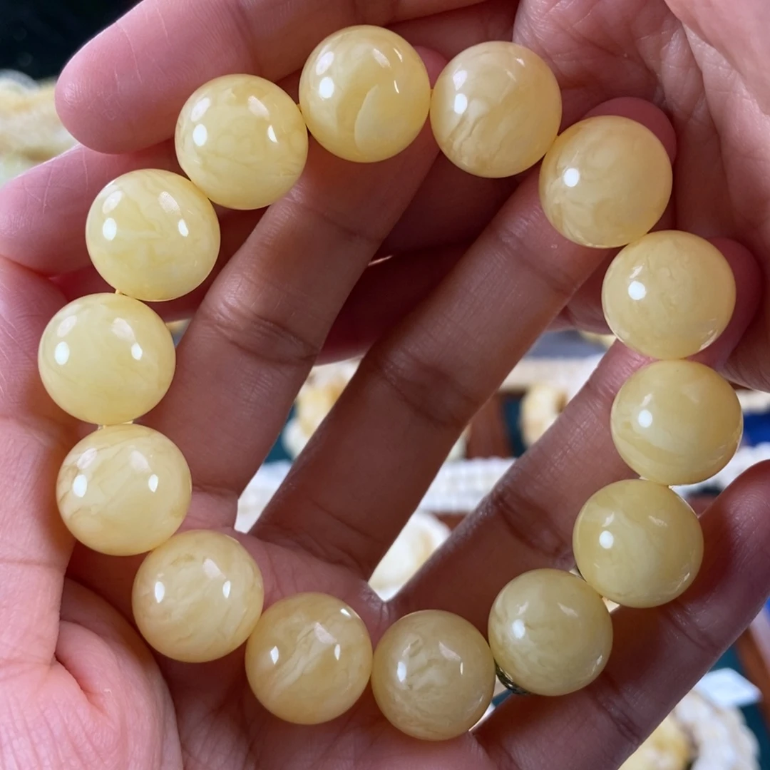 琥珀未镶嵌珠宝奇石16同料圆珠33