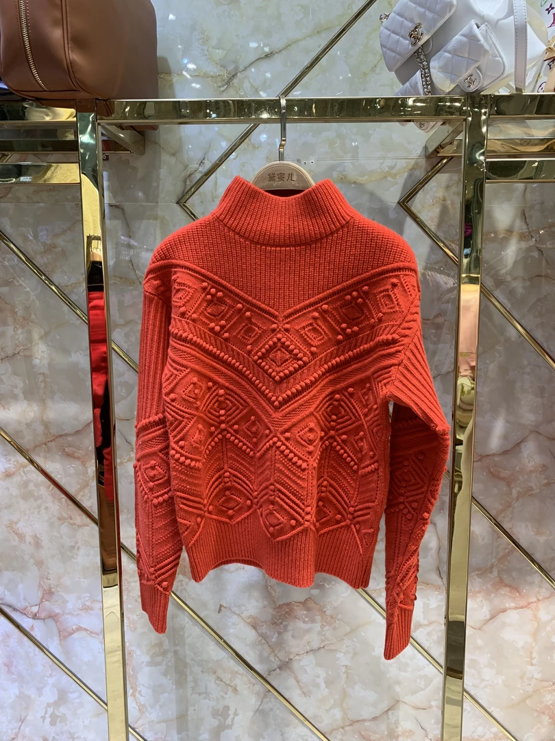 黛蜜儿2025新款毛球菱格高领毛衣