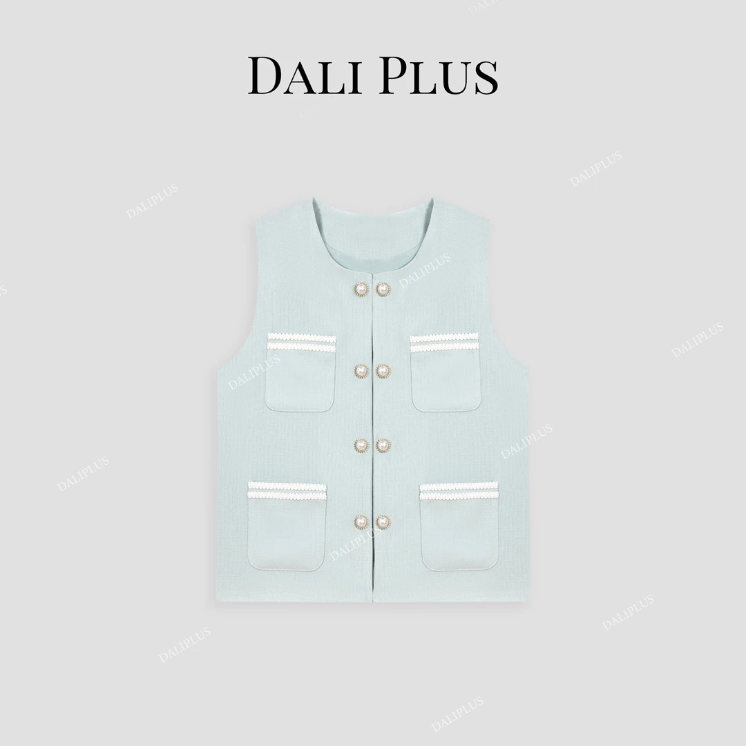 DALI PLUS夏季新款简约时尚小香风醋酸马甲-22T-0649