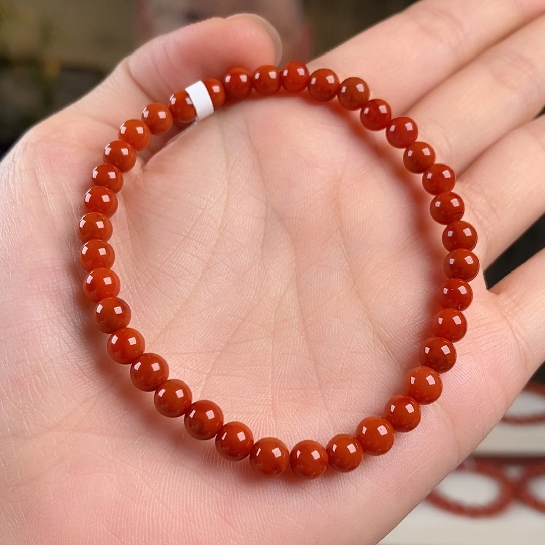 南红玛瑙未镶嵌手串原矿无胶5mm稀有3A级别满色满肉瓦西川料