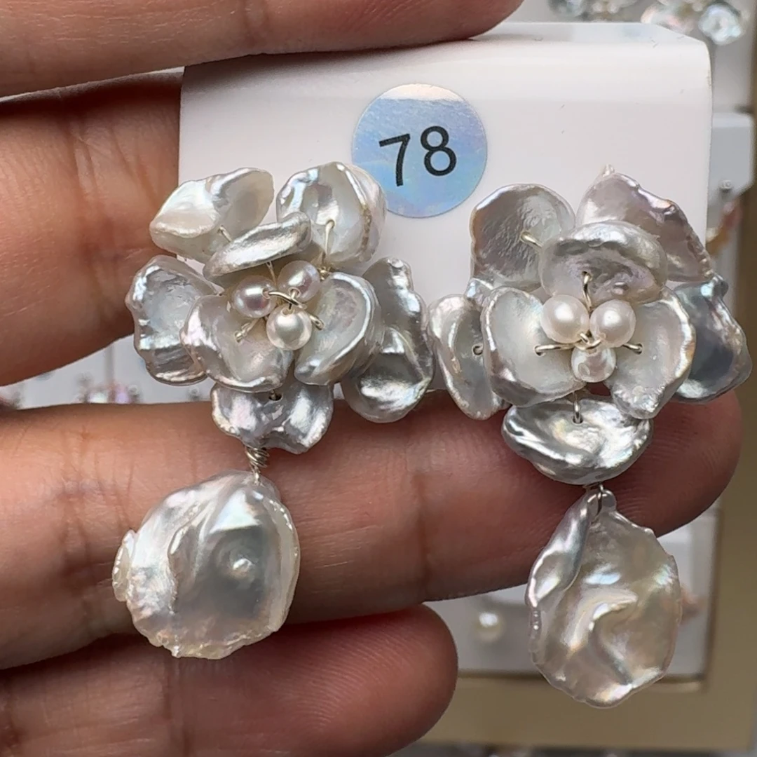 好***生淡水珍珠耳饰银S925镶嵌