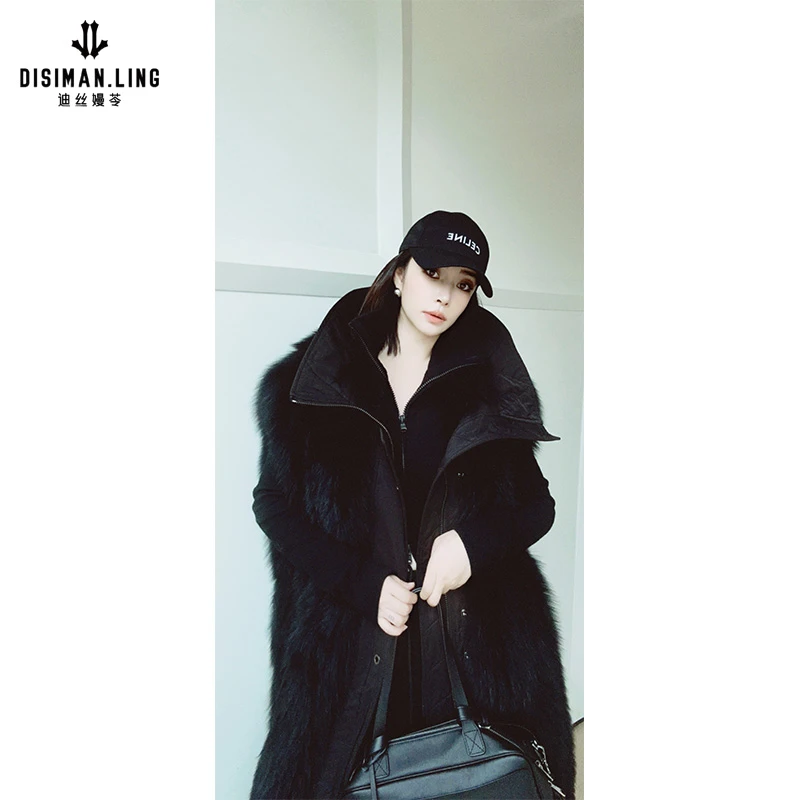 【迪丝嫚苓】黑色100%狐狸毛外套轻奢无袖秋冬优雅时尚百搭气质衣服