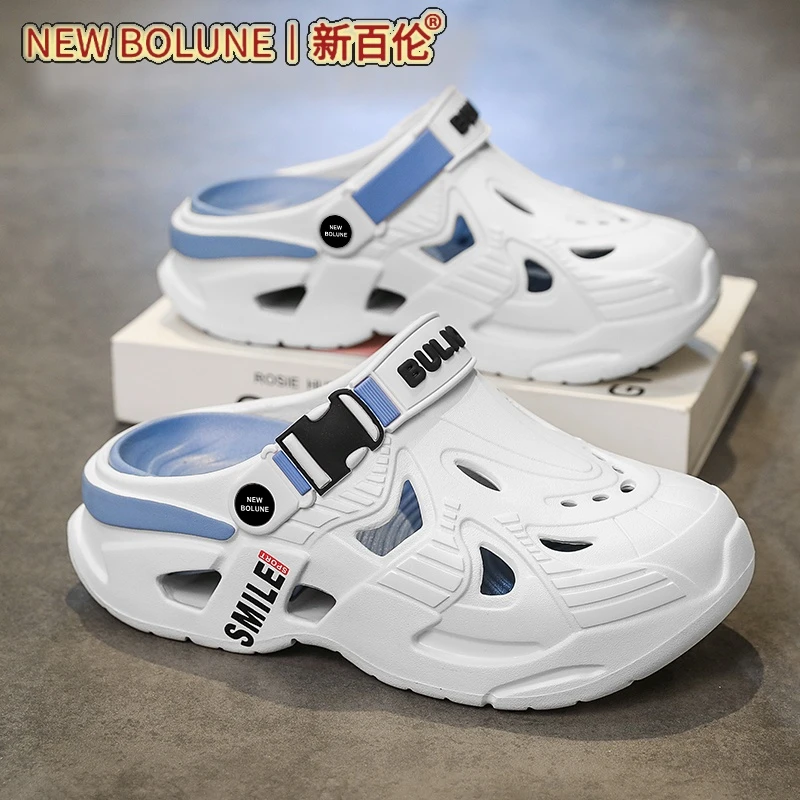 新百伦凉鞋男款夏季新款休闲百搭软底洞洞鞋男士开车两穿凉拖鞋男